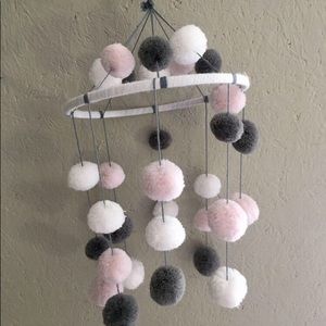 Baby girl Pom Pom mobile & garland